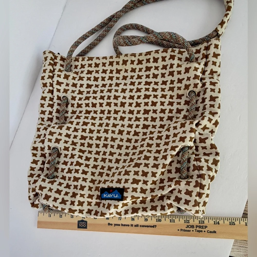 KAVU Butterfly Print Canvas Rope Strap Shoulder Bag Boho Outdoor Y2K